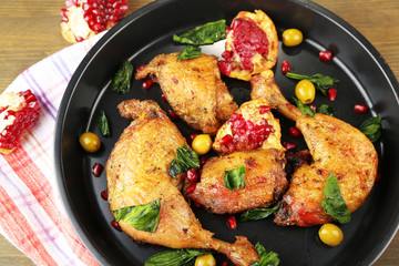 Homemade fried chicken drumsticks with vegetables