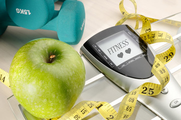 healthy apple and sport and fitness message