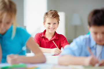 Cheerful schoolboy