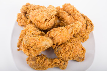 Fried Chicken on White from Above