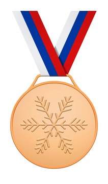 Bronze medal with white blue red ribbon