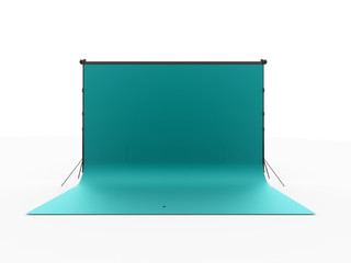 Blue photo stage background rendered isolated