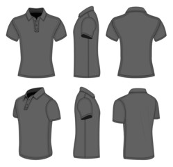 Men's black short sleeve polo shirt