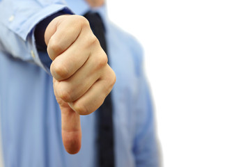 Businessman showing  thumbs down