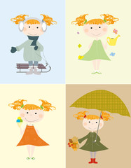 Child in 4 seasons- vector set