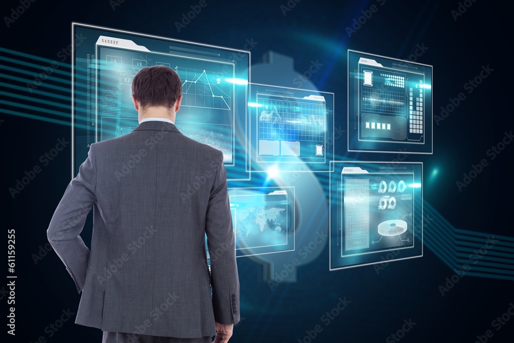 Poster composite image of businessman standing with hand on hip