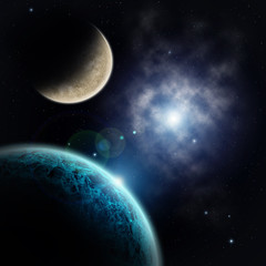 Fototapeta na wymiar View on extrasolar planets and star dust
