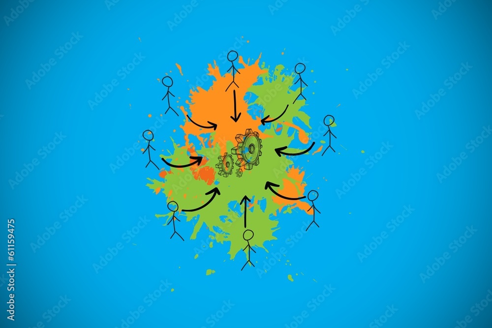 Poster composite image of human resources concept on paint splashes