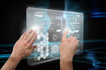 Composite image of hands pointing and presenting
