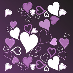 Purple hearts background