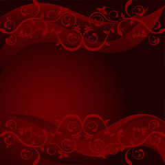 Obraz na płótnie Canvas Red leafs on dark red background