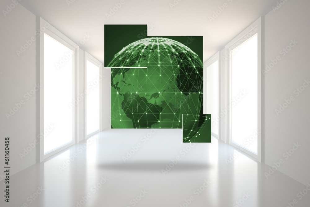 Poster composite image of green earth on abstract screen