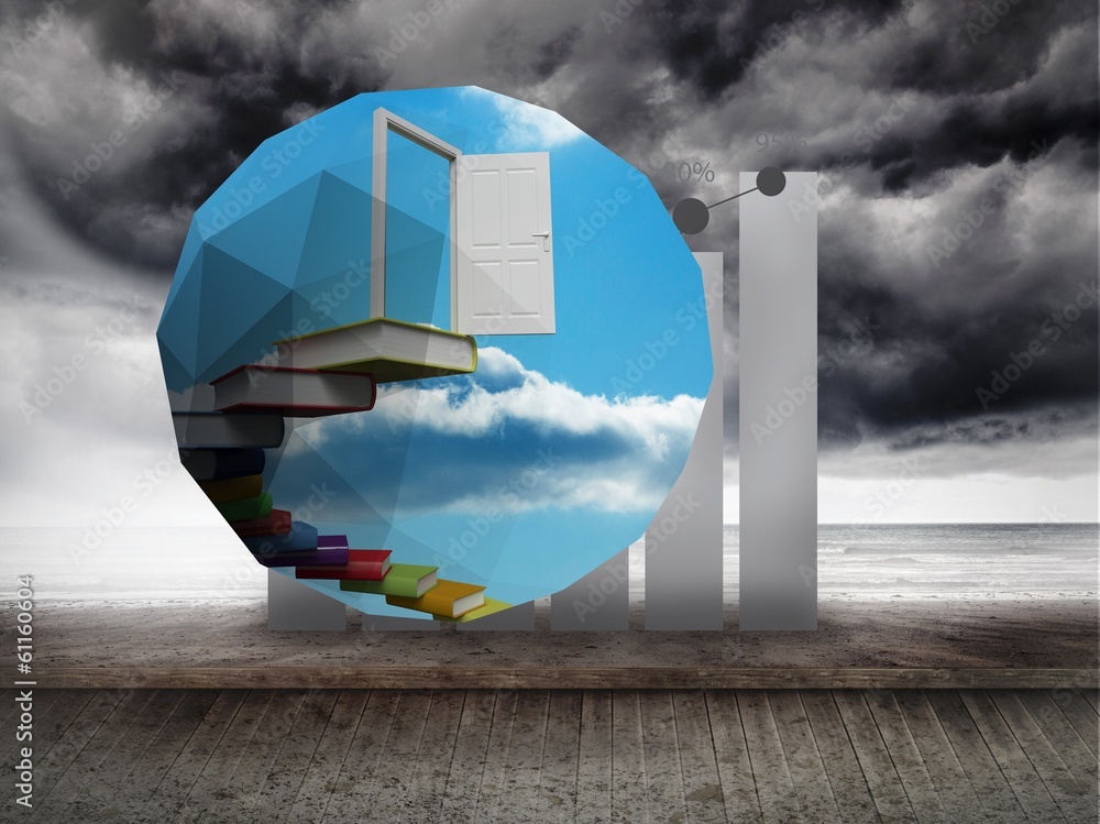 Aufkleber Composite image of open door on abstract screen
