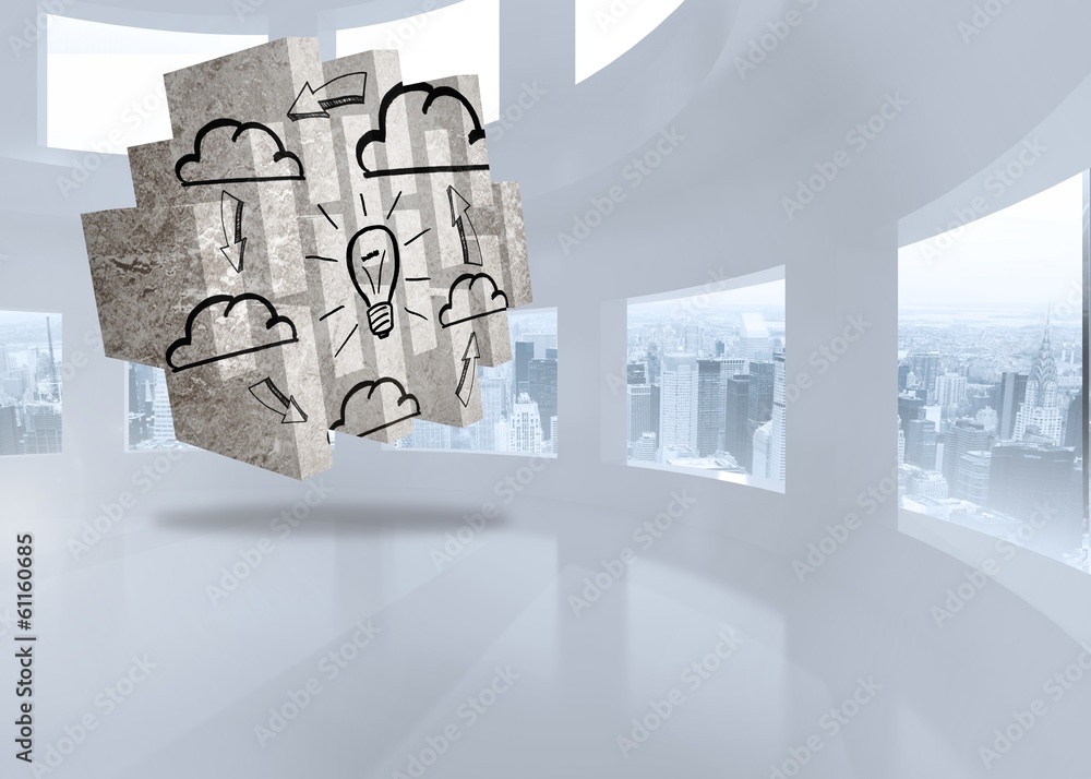 Poster Composite image of cloud computing idea on abstract screen
