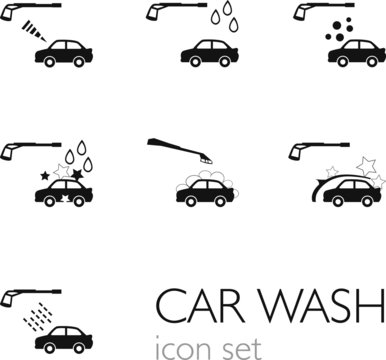 Carwash icon set Black