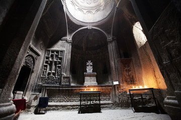Armenia rock cut church Geghard Monastery img2394