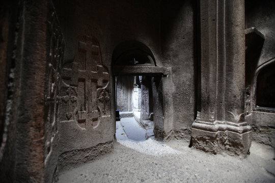 Armenia rock cut church Geghard Monastery img2400