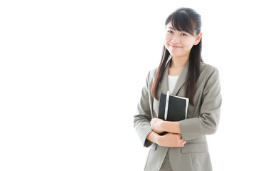 asian businesswoman on white background