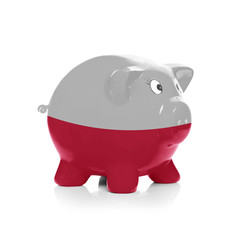 Piggy bank with flag coating over it - Poland
