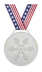 Silver medal with stars and stripes ribbon