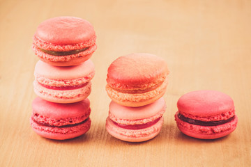 strawberry, raspberry and rhubarb macarons