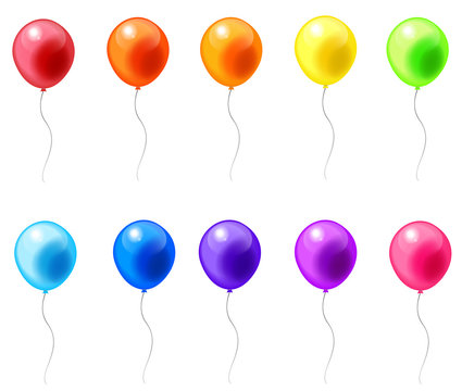 Colorful balloon icons in isolated background