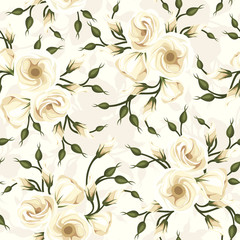 Seamless pattern with lisianthus flowers. Vector illustration.