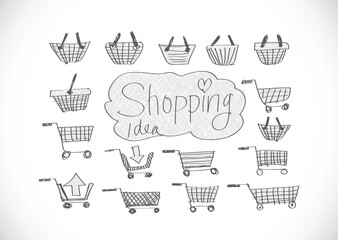Hand draw sketch Shopping icons set