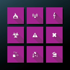 Vector flat warning icon set