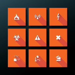 Vector flat warning icon set