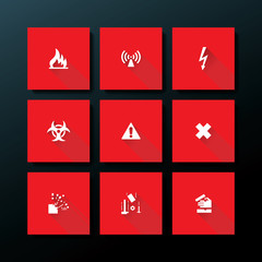 Vector flat warning icon set