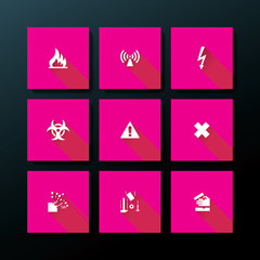 Vector flat warning icon set