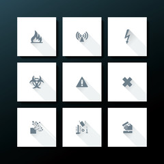 Vector flat warning icon set