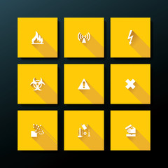 Vector flat warning icon set
