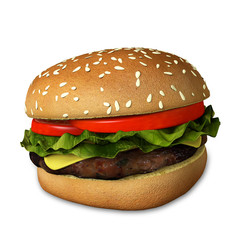 3d illustration of a cheeseburger