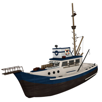 3d illustration of a fishing boat