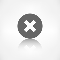 Delete web icon. Close symbol. Wooden texture.