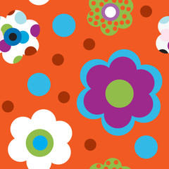 Seamless pattern with bright flowers