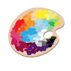 The artist's palette with colorful paints - 61170280