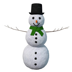 3d illustration of a snowman