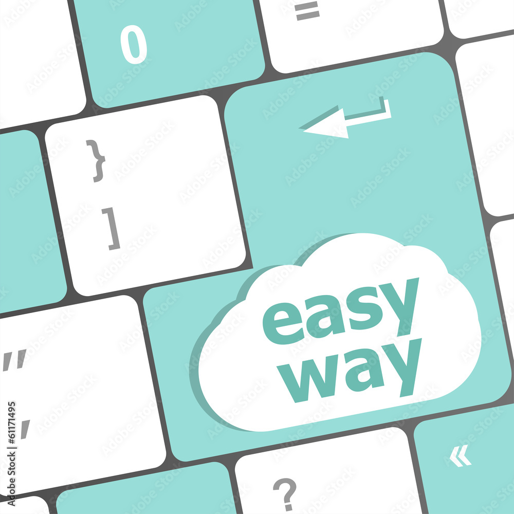 Aufkleber easy way green button on the keyboard close-up
