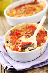 Freshly baked homemade Parmigiana di melanzane