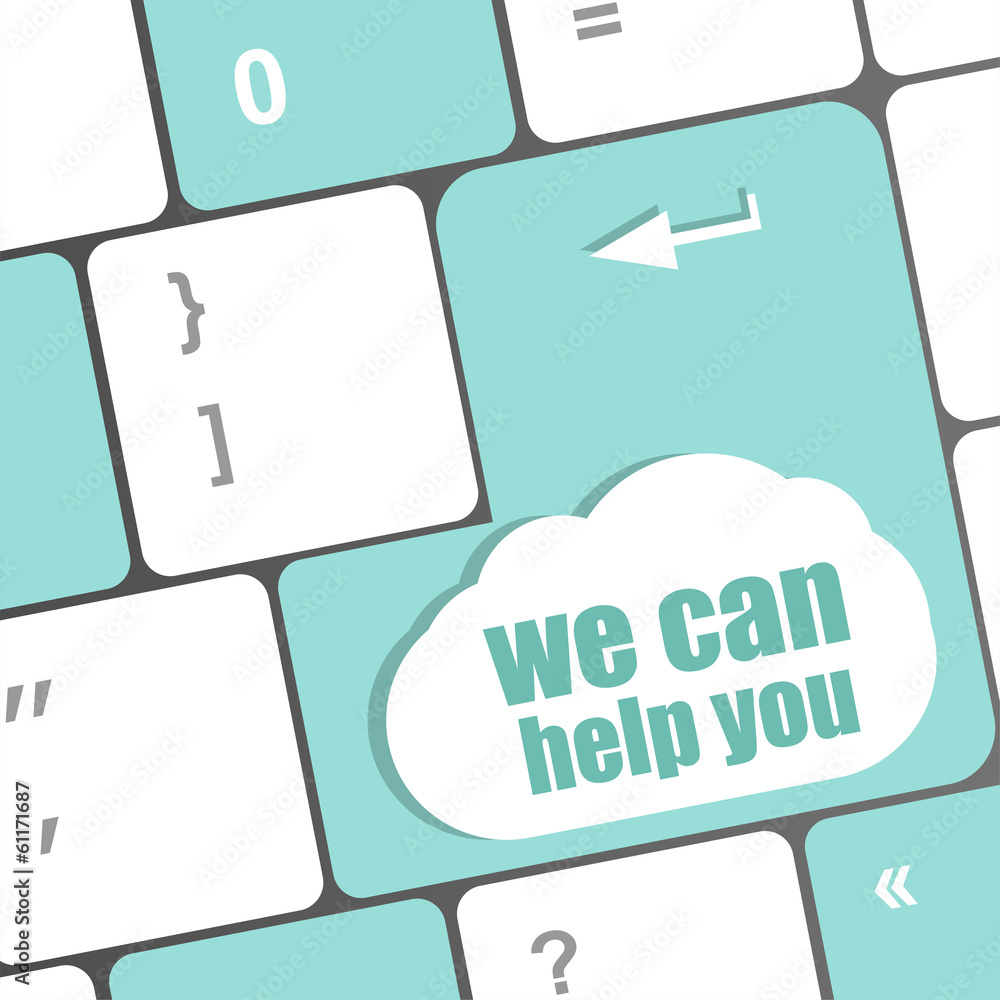 Poster we can help you word on computer keyboard key