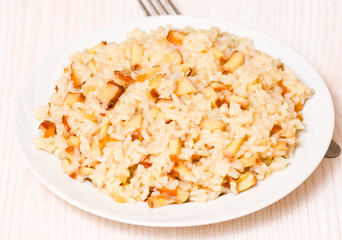 pieces of smoked squid with rice