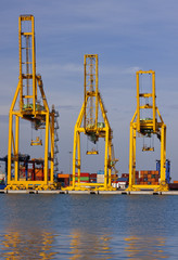 Cranes in the port.Valencia, Spain.