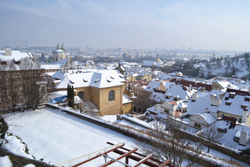 Obraz na płótnie Canvas Cityscape of Prague at winter