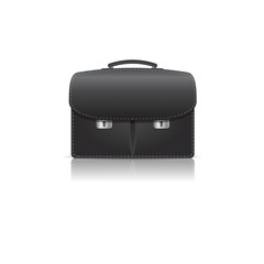 Isolated  black leather briefcase made from  crocodile skin