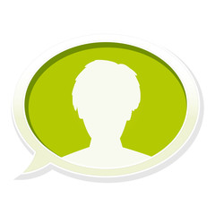 the glossy speech bubble with head icon