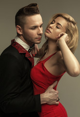 Young lovers touching each other