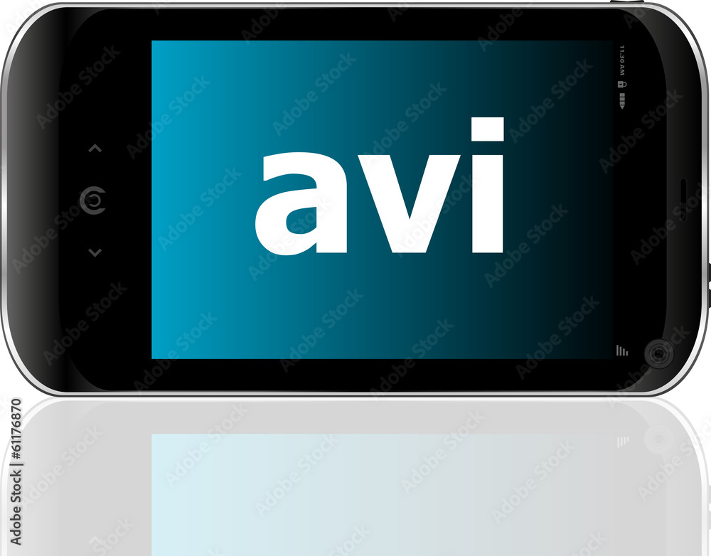 Aufkleber web development concept: smartphone with word avi on display